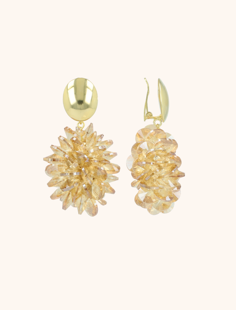 lott. gioielli Beige Oorbellen Thick Oval Crystal Sequins Sam Clip