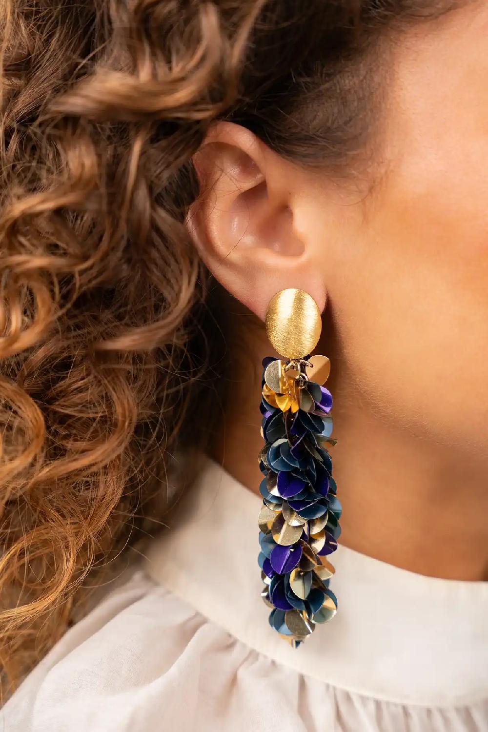 Lott. Gioielli Blauw Paarse Sequin Snake Oorbellen L