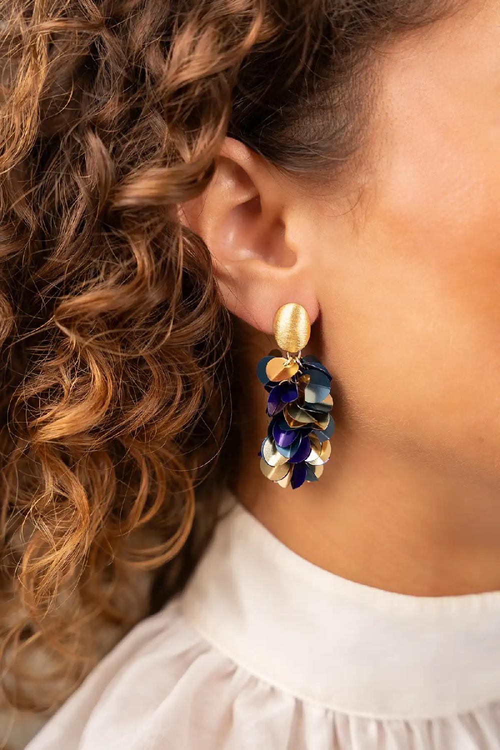 Lott. Gioielli Blauw Paarse Sequin Snake Oorbellen M