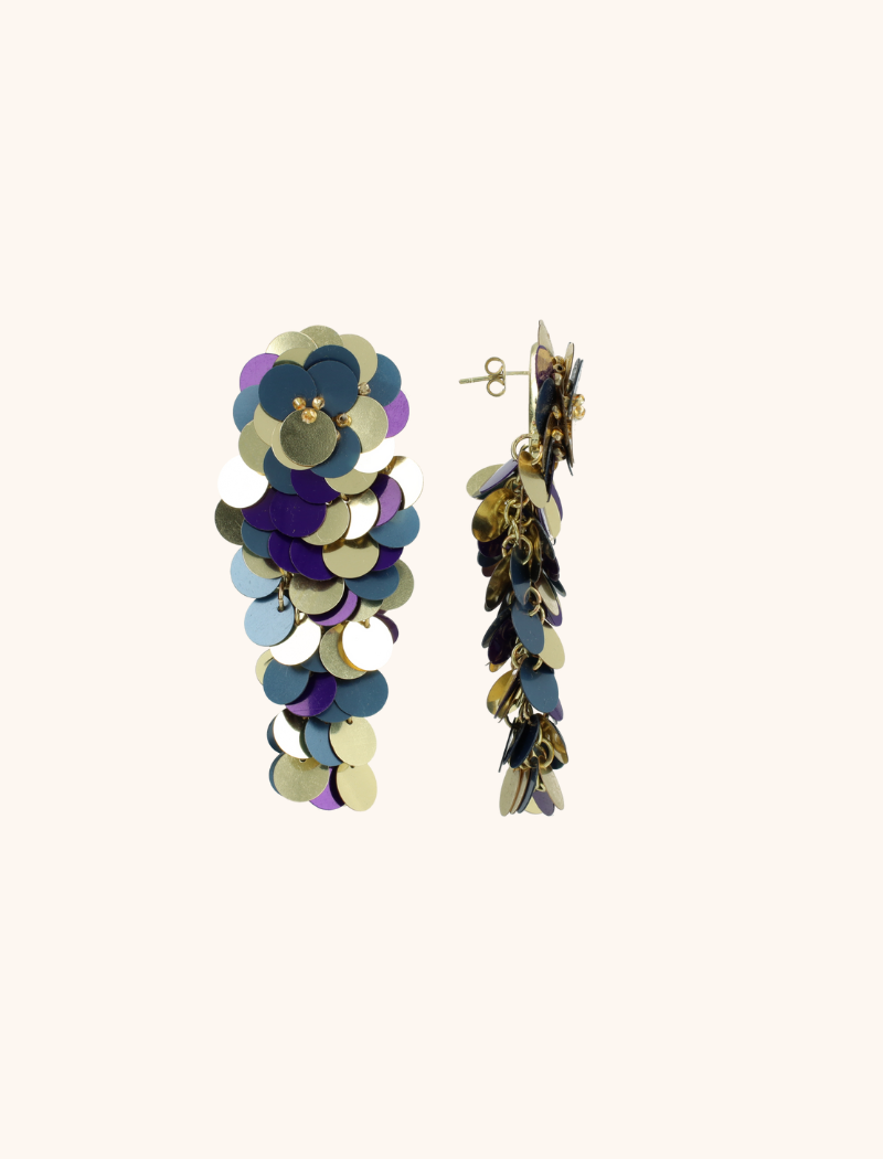 Lott. Gioielli Blauw Paarse Sequin Waterfall Oorbellen L