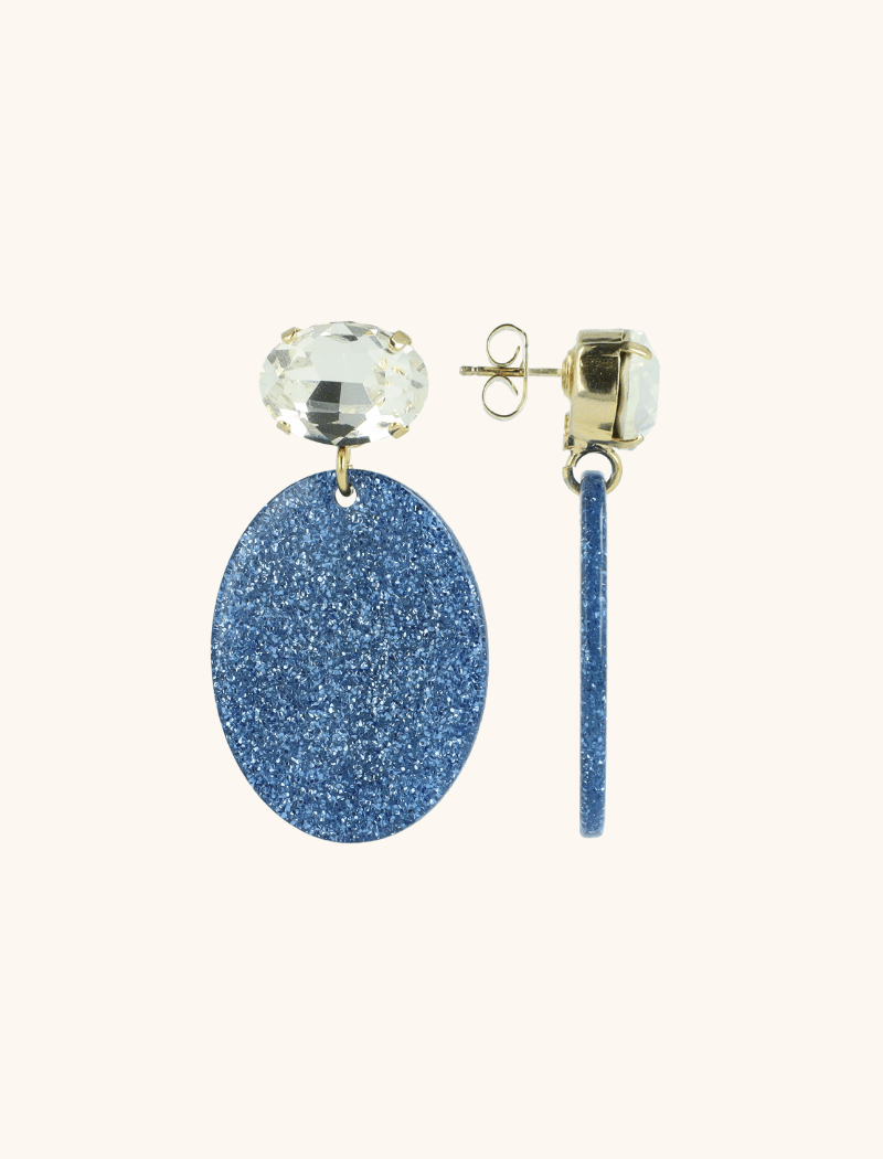 lott. gioielli Blauwe Glitter Oorbellen Celia Crystal Ovaal S