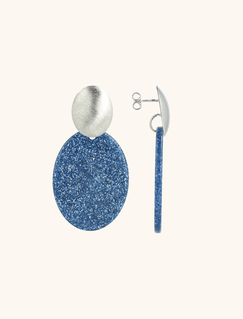 lott. gioielli Blauwe Glitter Oorbellen Celia Ovaal S
