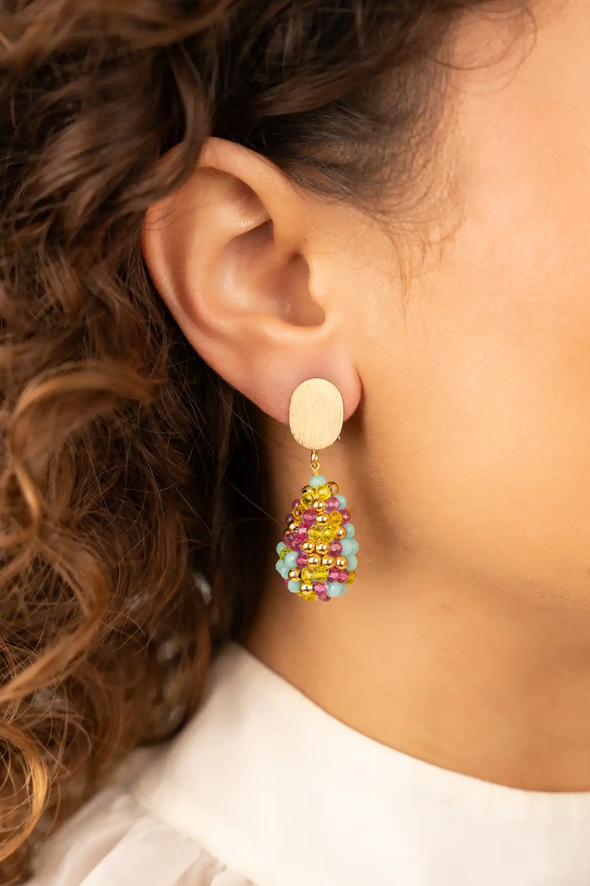 Lott. Gioielli Blauwe Mix Gold Oorbellen Amy Cone XS Clip