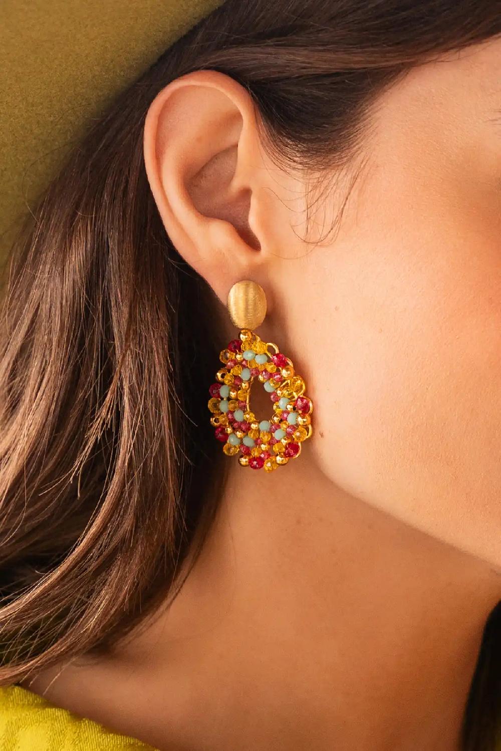 Lott. Gioielli Blauwe Mix Gold Oorbellen Babs Open Druppel S