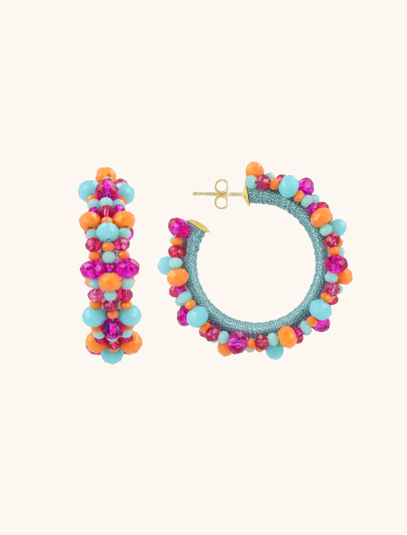 Lott. Gioielli Blauwe Mix Oorbellen Brecht Urchin Creole Irregular Stones M