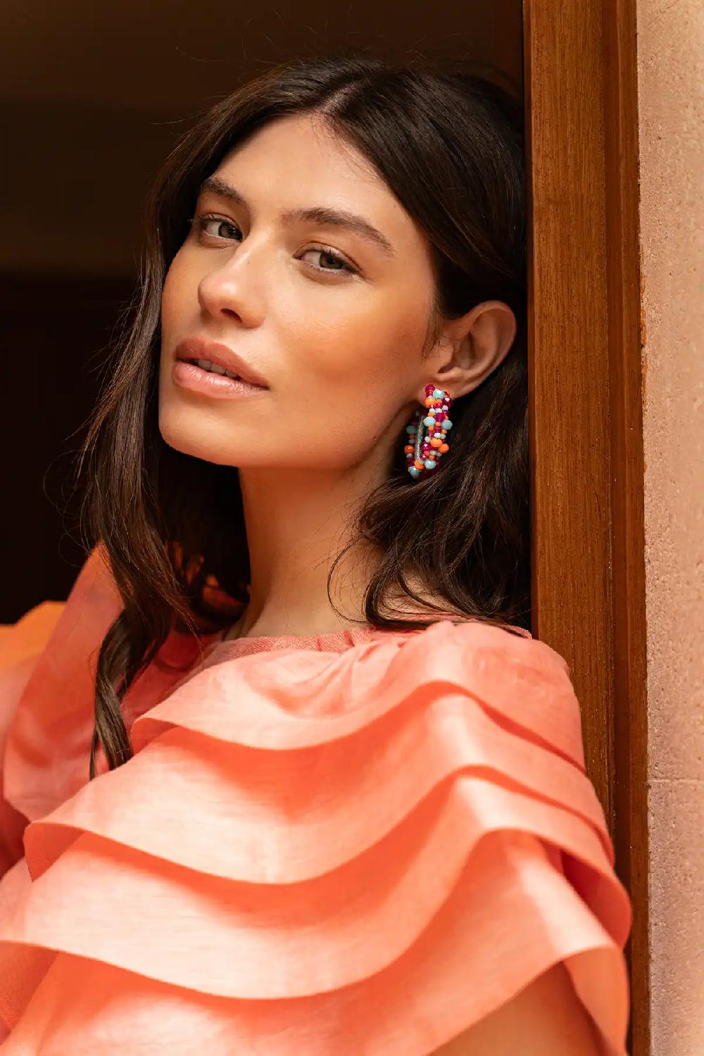 lott. gioielli Blauwe Mix Oorbellen Brecht Urchin Creole Irregular Stones M