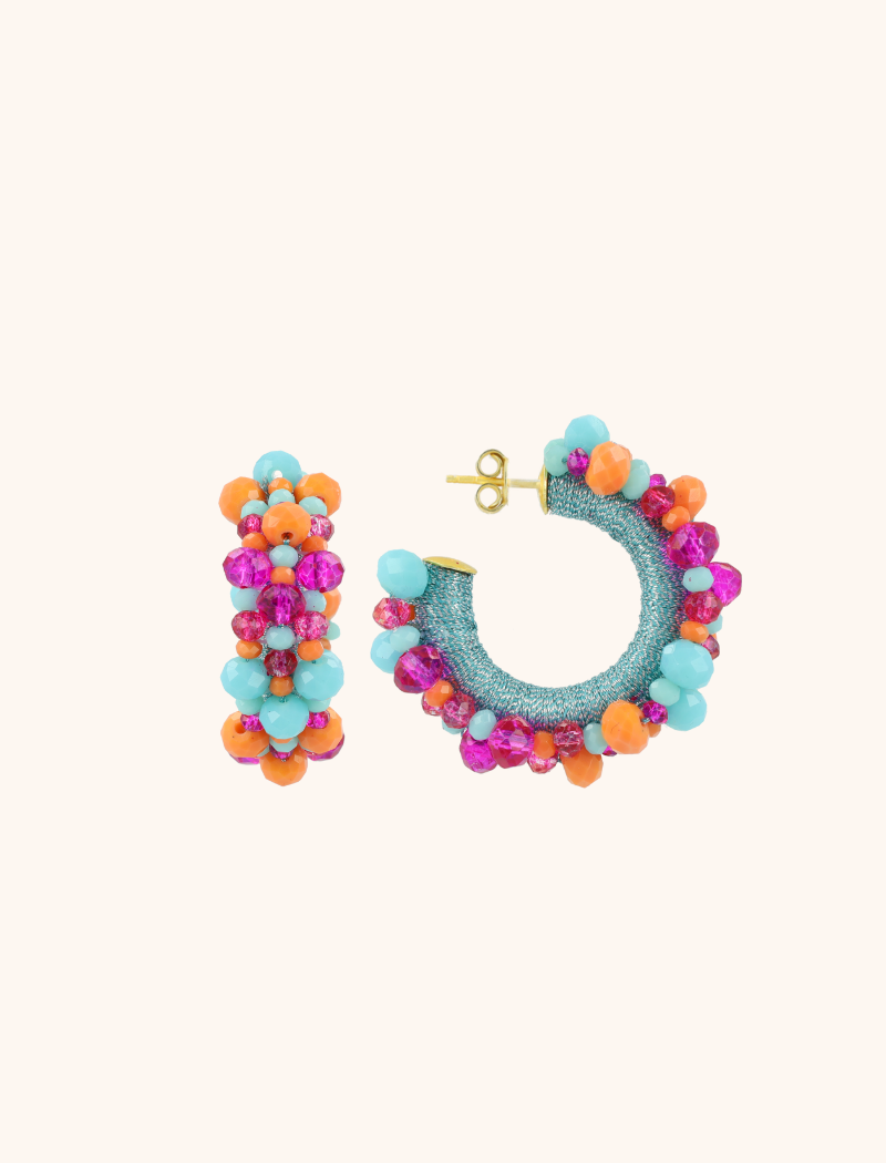 lott. gioielli Blauwe Mix Oorbellen Brecht Urchin Creole Irregular Stones S