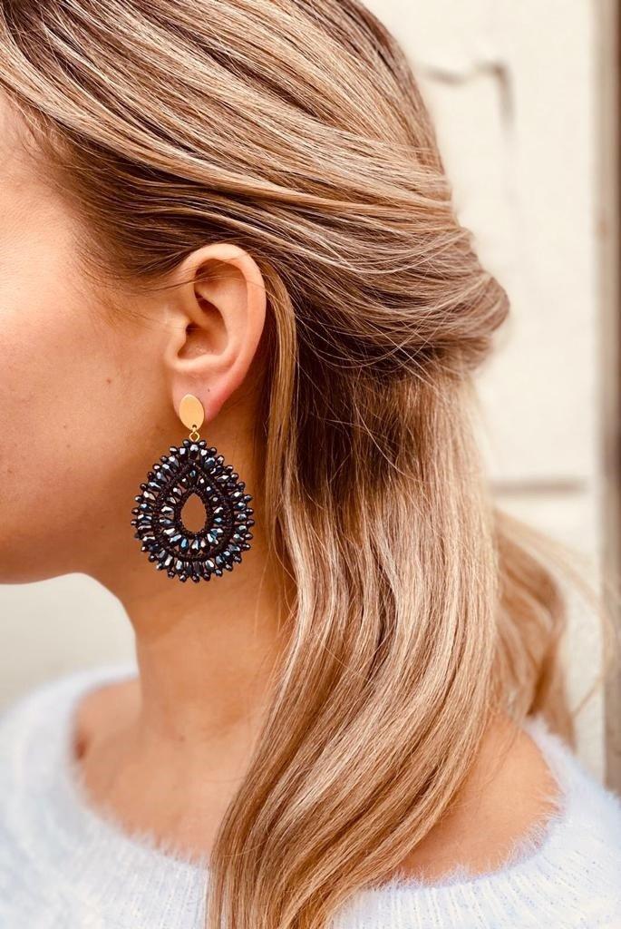 Lott. Gioielli Blauwe Oorbellen Alice Silk Crystal Drop Double Metallic