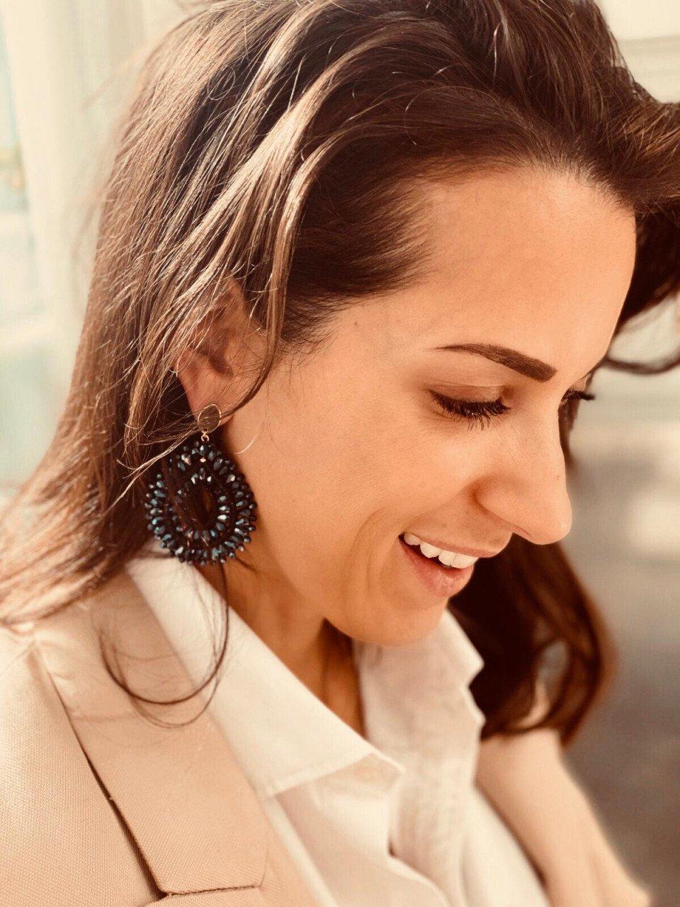 lott. gioielli Blauwe oorbellen Alice Silk Crystal Drop Double Metallic