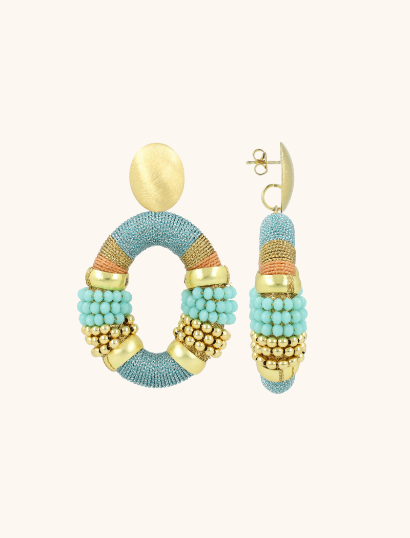 Lott. Gioielli Blauwe Oorbellen Caroline Premium Combi Oval L