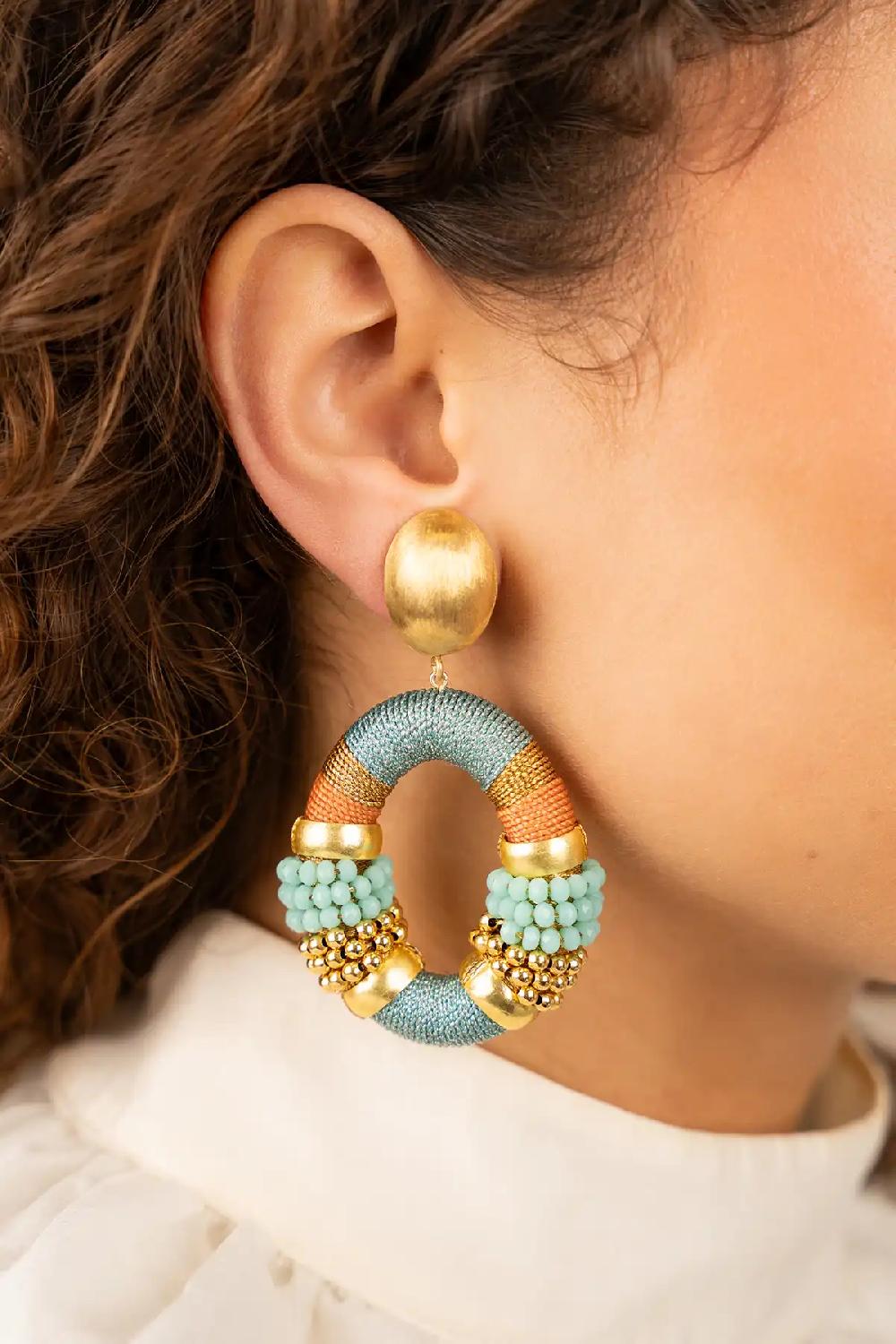 Lott. Gioielli Blauwe Oorbellen Caroline Premium Combi Oval L Clip