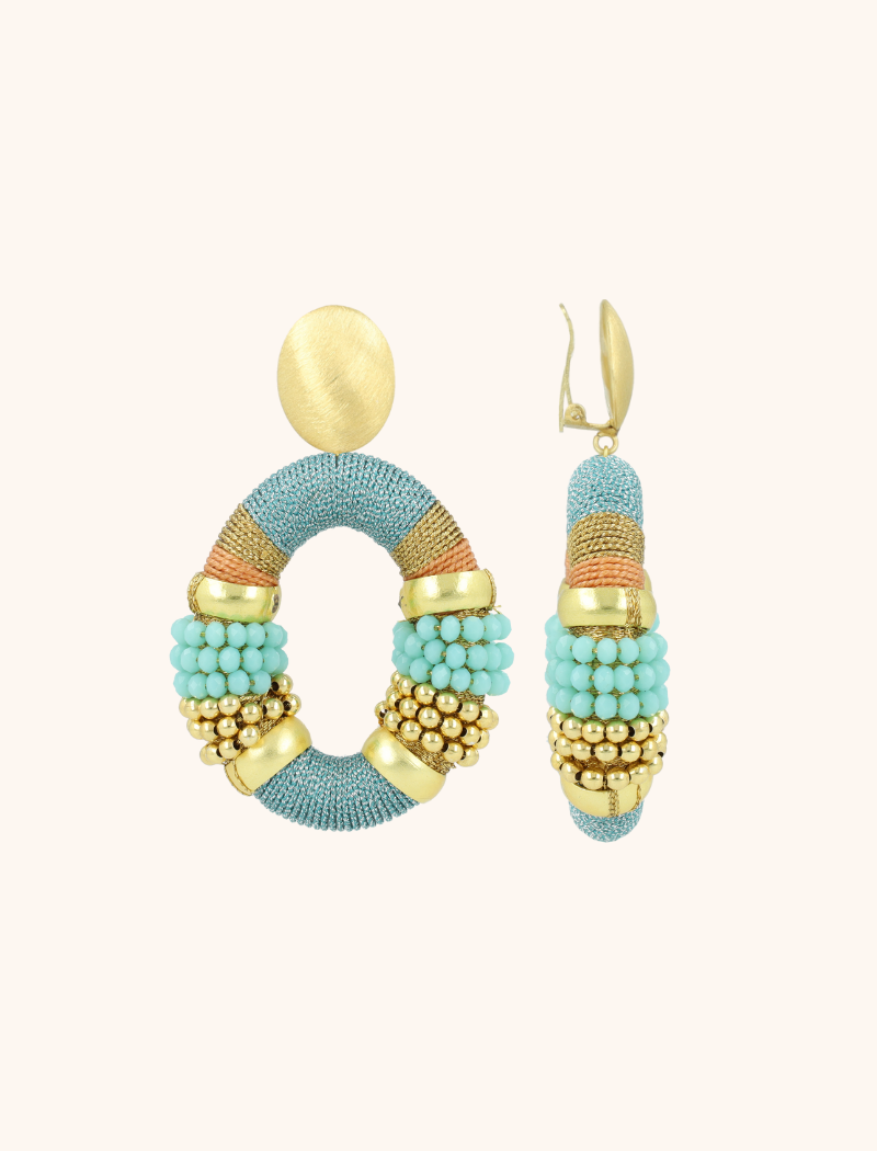 lott. gioielli Blauwe Oorbellen Caroline Premium Combi Oval L Clip