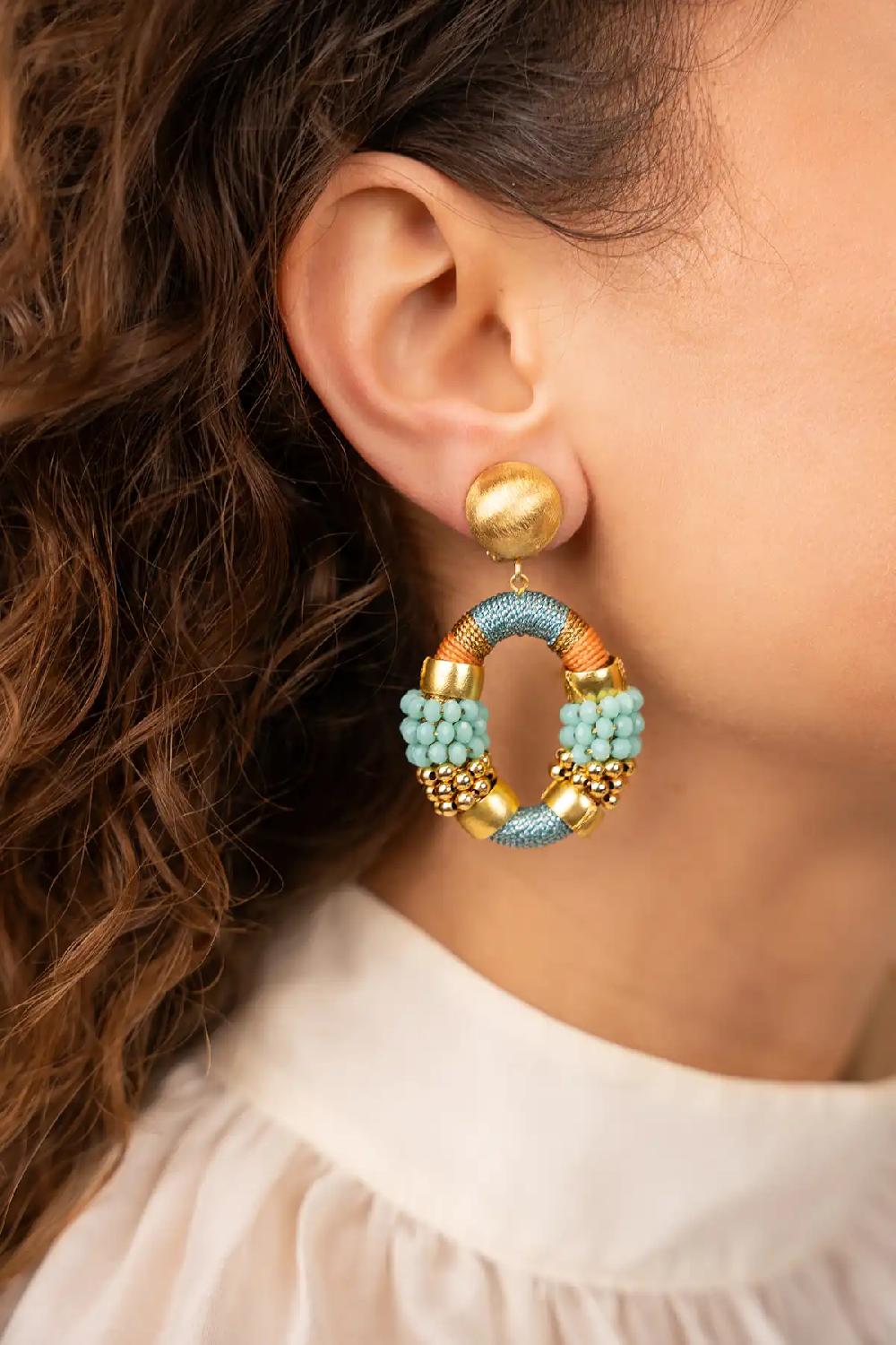 Lott. Gioielli Blauwe Oorbellen Caroline Premium Combi Oval L