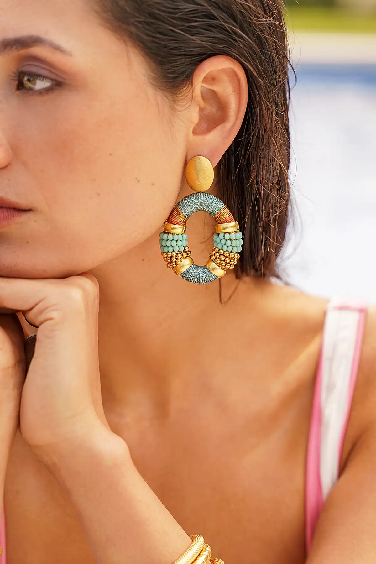 lott. gioielli Blauwe Oorbellen Caroline Premium Combi Oval L