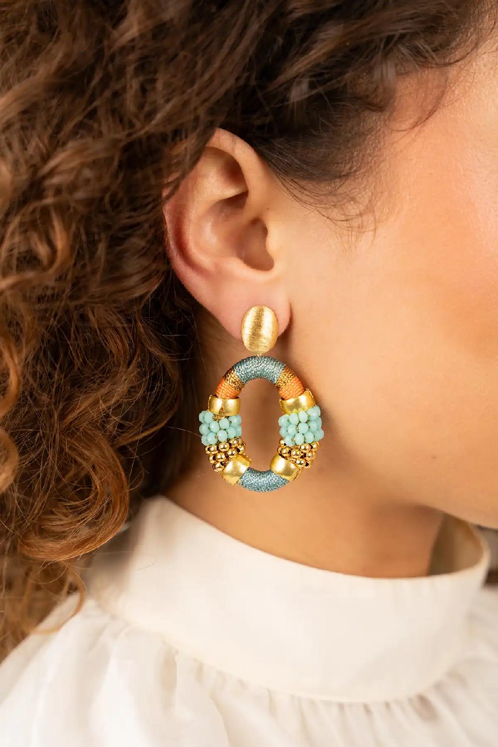 Lott. Gioielli Blauwe Oorbellen Caroline Premium Combi Oval M