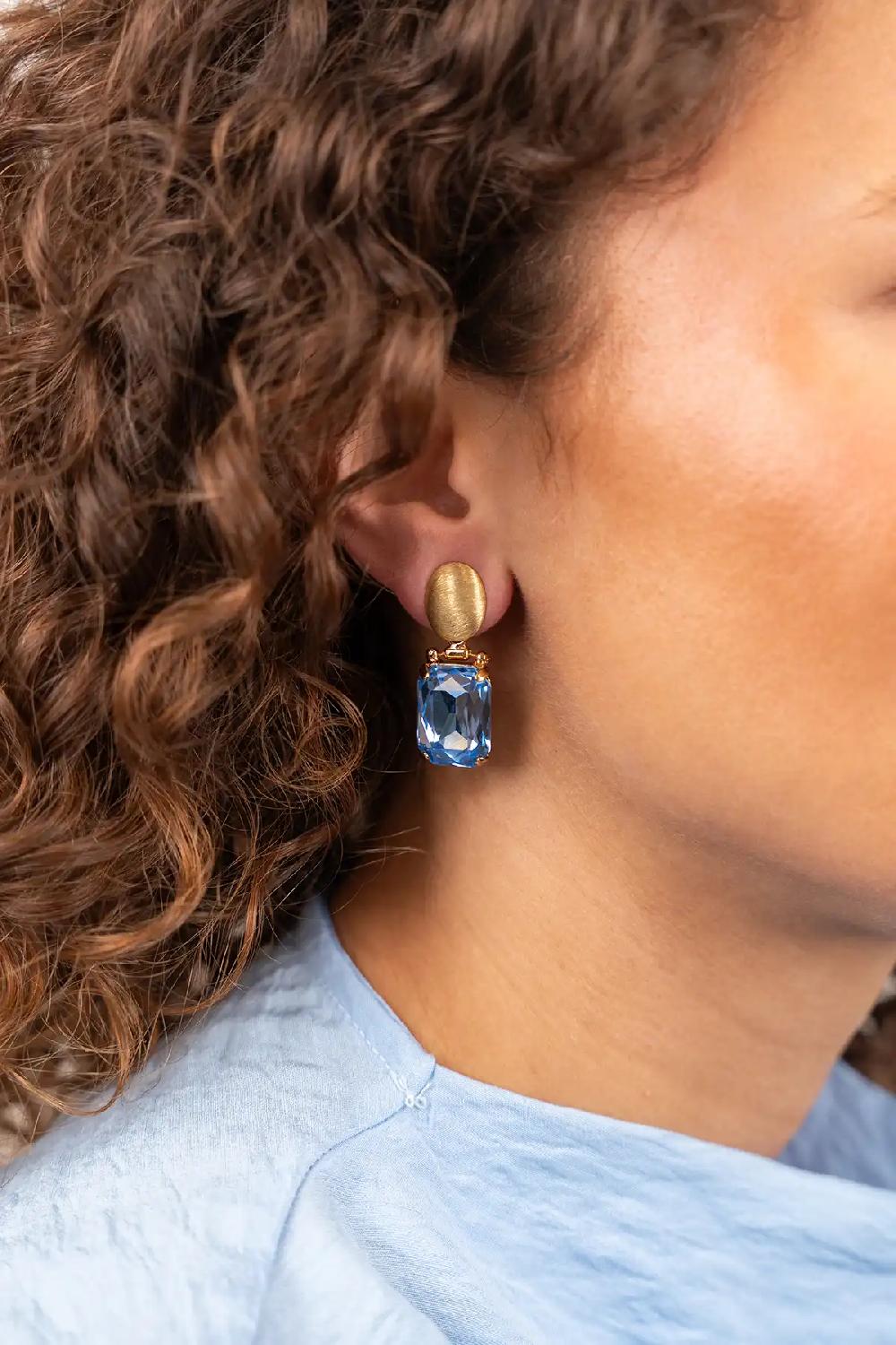 Lott. Gioielli Blauwe Oorbellen Daan Flexible Oval Pendant M