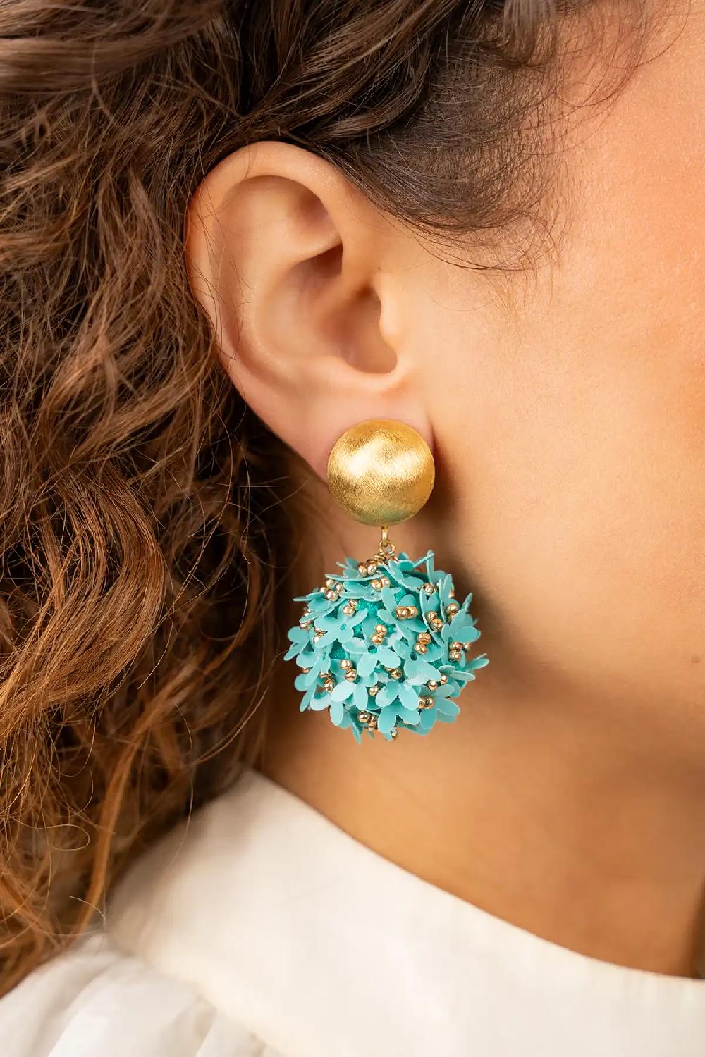 Lott. Gioielli Blauwe Oorbellen Daisy Flower Globe L Sequin Clip