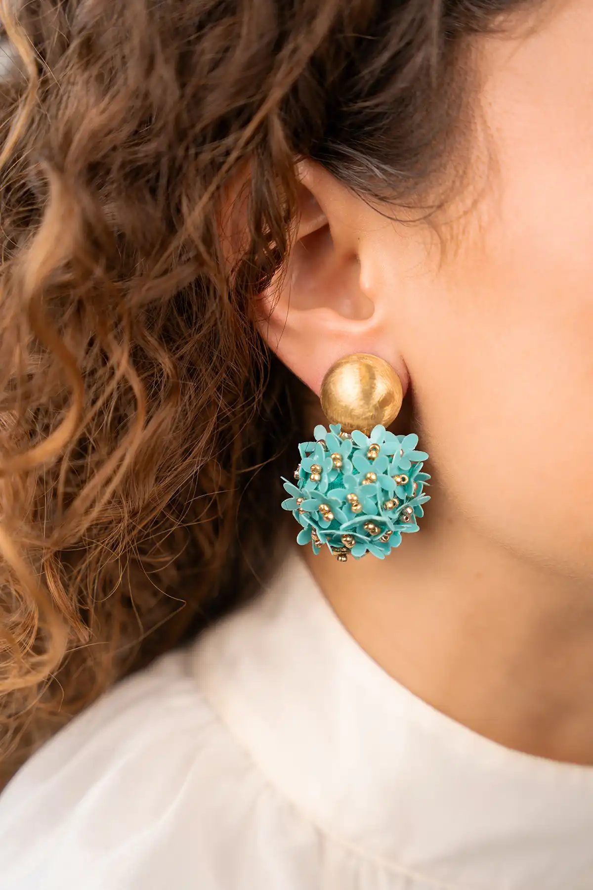 Lott. Gioielli Blauwe Oorbellen Daisy Flower Globe M