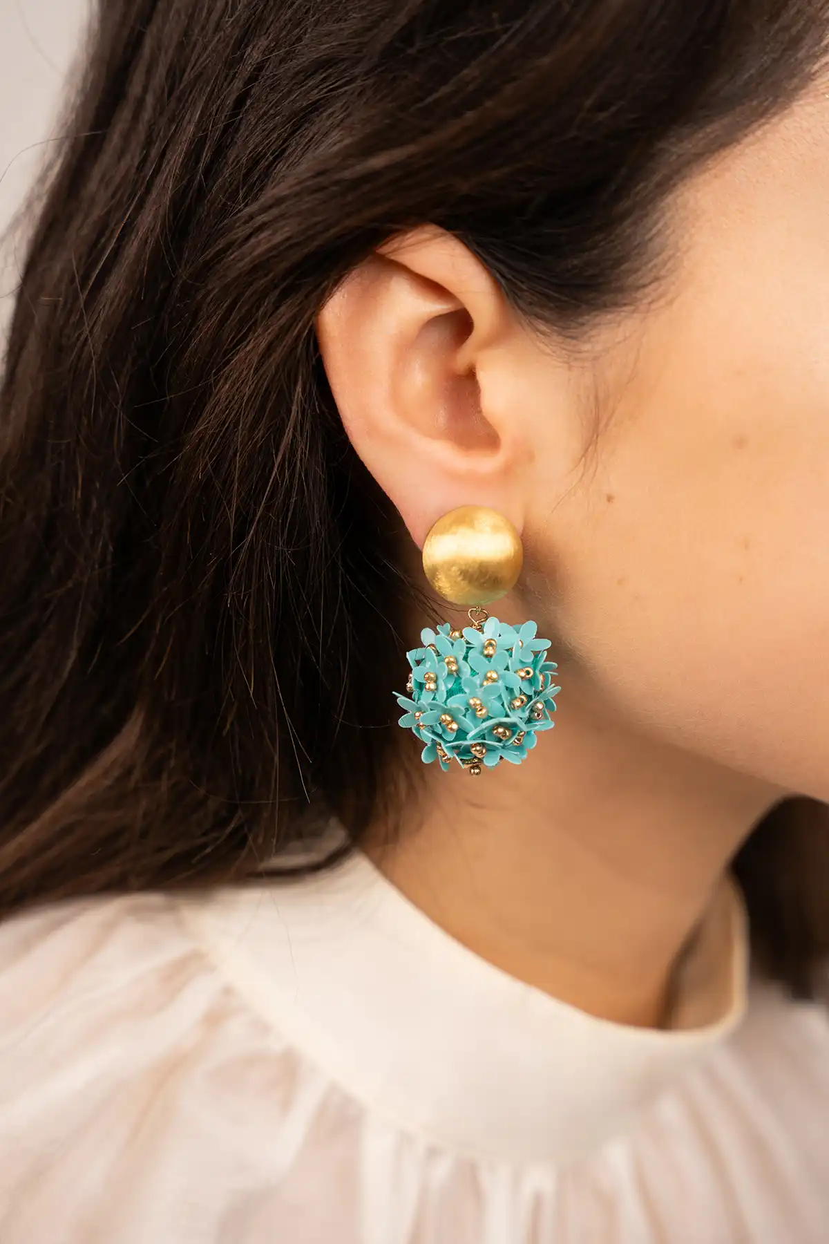 Lott. Gioielli Blauwe Oorbellen Daisy Flower Globe M Clip