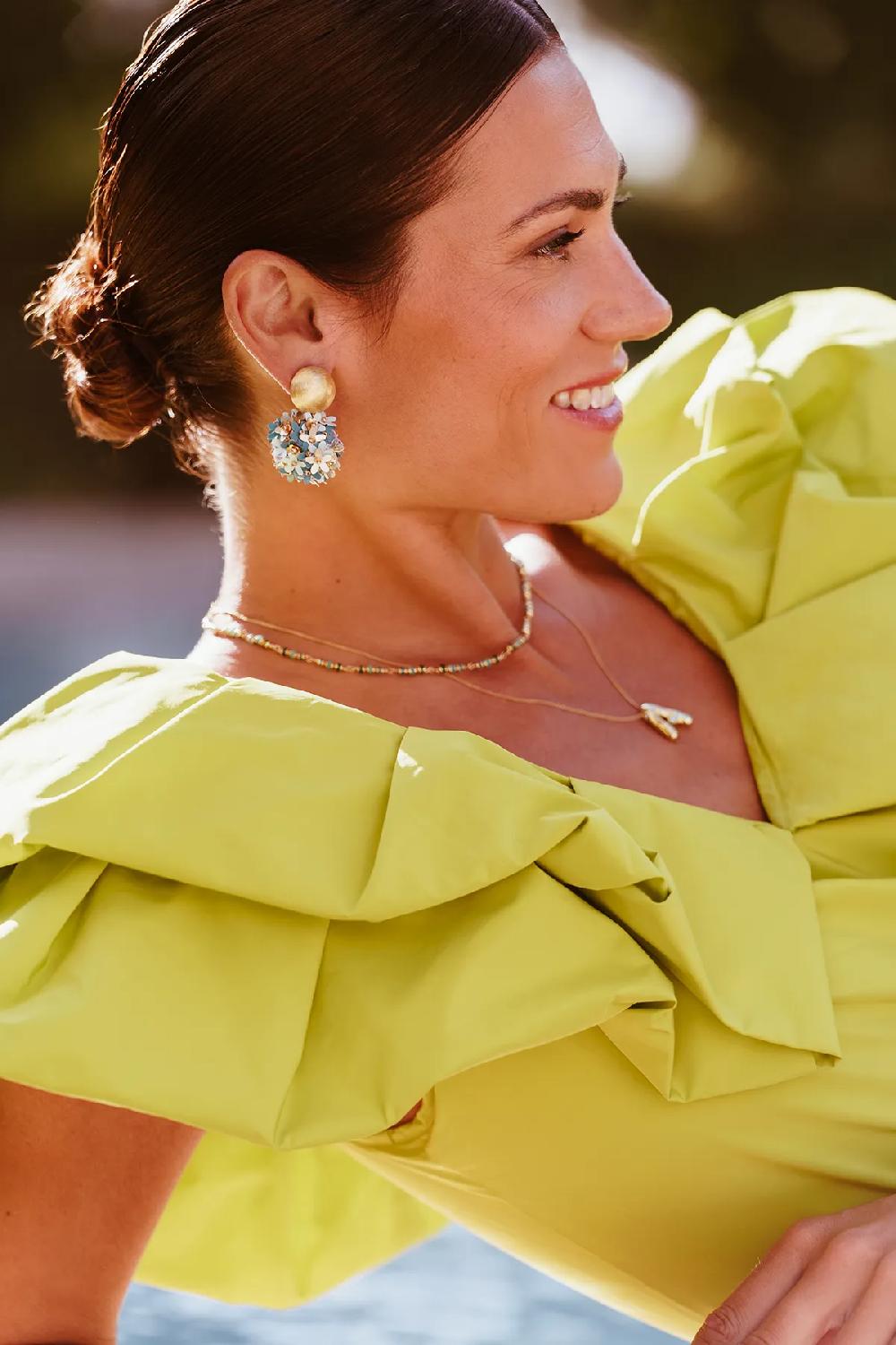 Lott. Gioielli Blauwe Oorbellen Daisy Sequin Flower Globe M