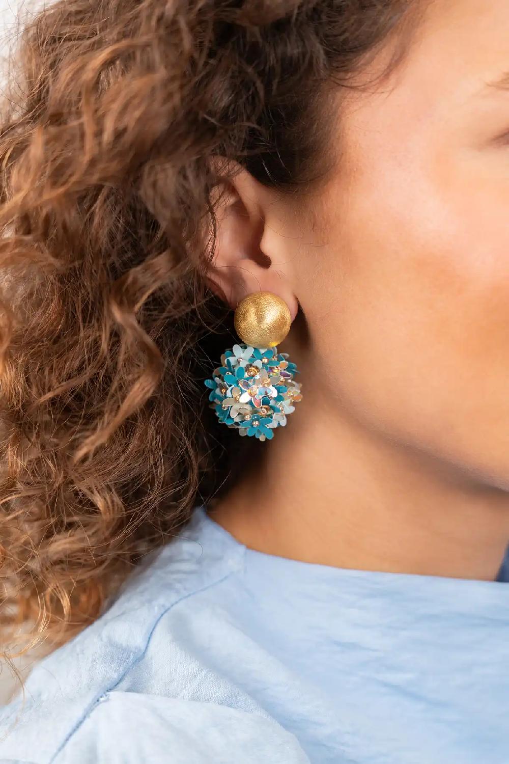 Lott. Gioielli Blauwe Oorbellen Daisy Sequin Flower Globe M