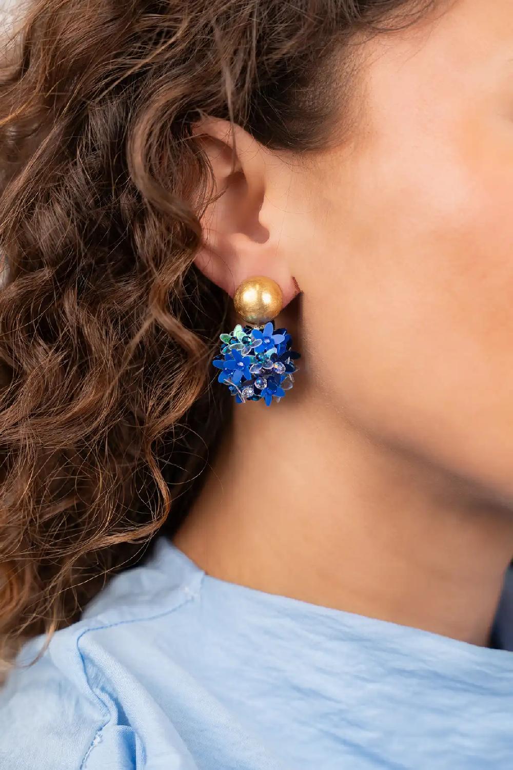 Lott. Gioielli Blauwe Oorbellen Daisy Sequin Flower Globe S