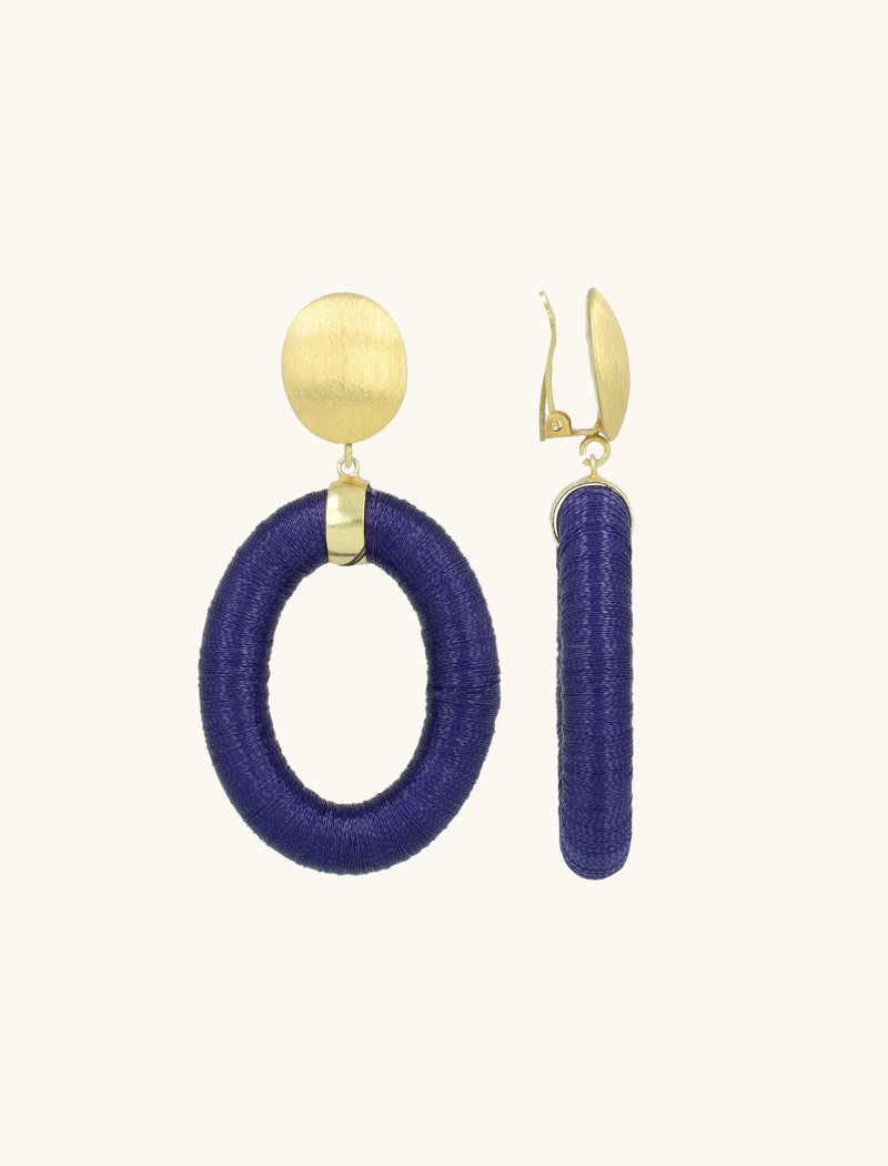 Lott. Gioielli Blauwe Oorbellen Faye Oval With Bead Threated S Clip