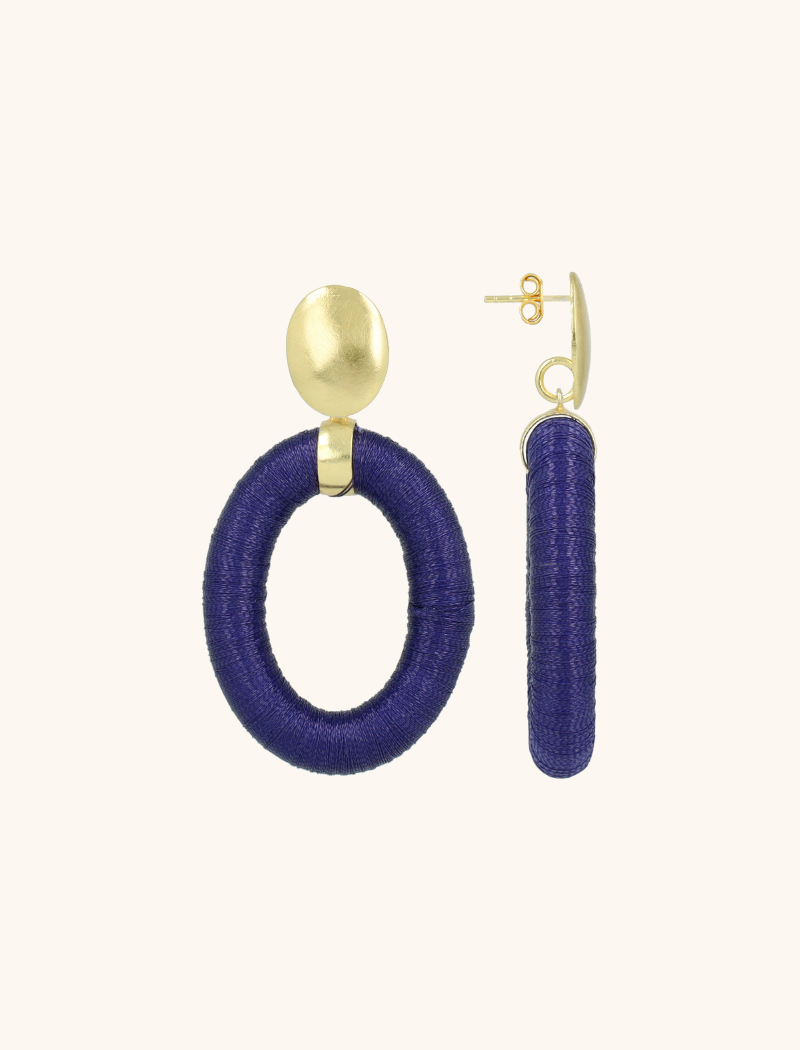 lott. gioielli Blauwe Oorbellen Faye Oval with Bead Threated