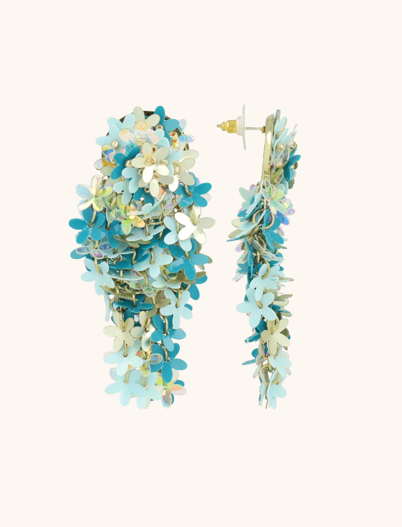 lott. gioielli Blauwe Oorbellen Leila Sequin Bunch of Flowers