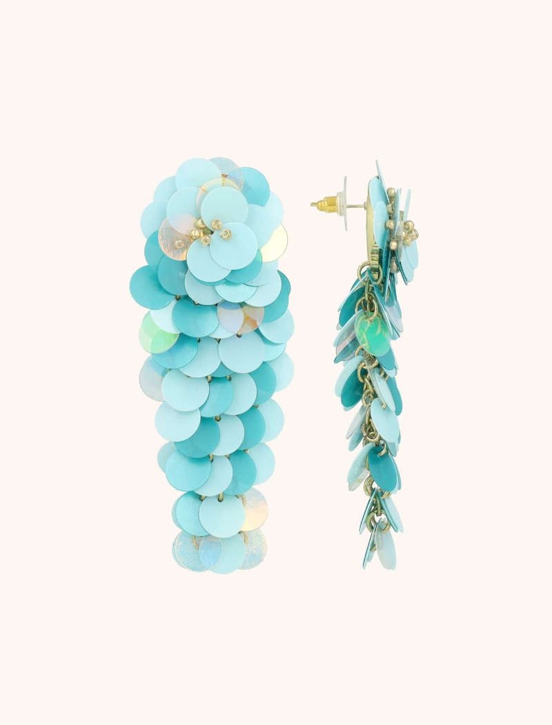 lott. gioielli Blauwe Oorbellen Linde Sequin Flower Waterfall L