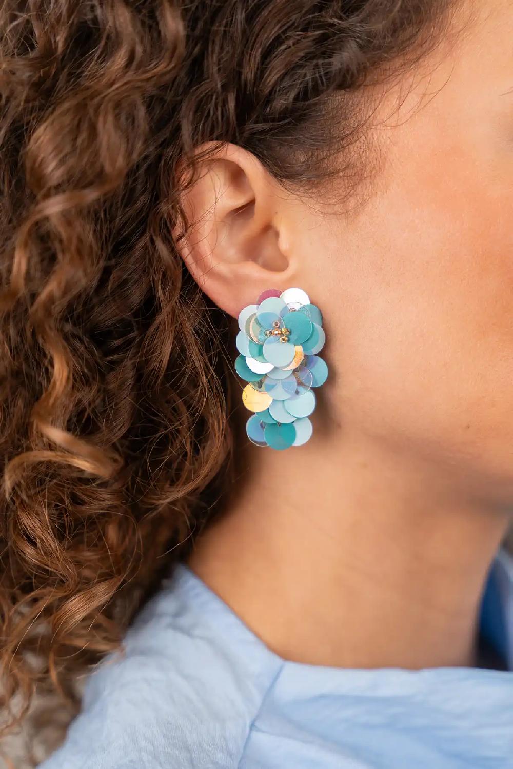 Lott. Gioielli Blauwe Oorbellen Linde Sequin Flower Waterfall M