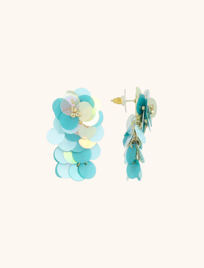 lott. gioielli Blauwe Oorbellen Linde Sequin Flower Waterfall M