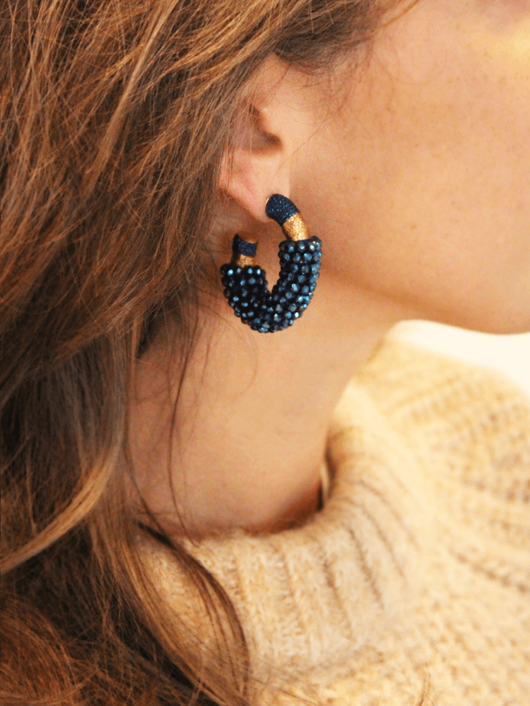 Lott. Gioielli Blauwe Oorbellen Luna Creool Combi Disco