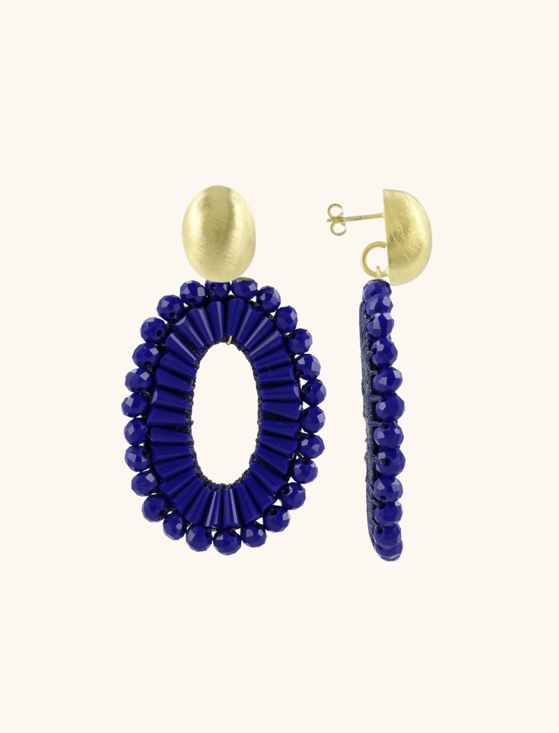 lott. gioielli Blauwe Oorbellen Open ovaal Double Beads Ann-Mary