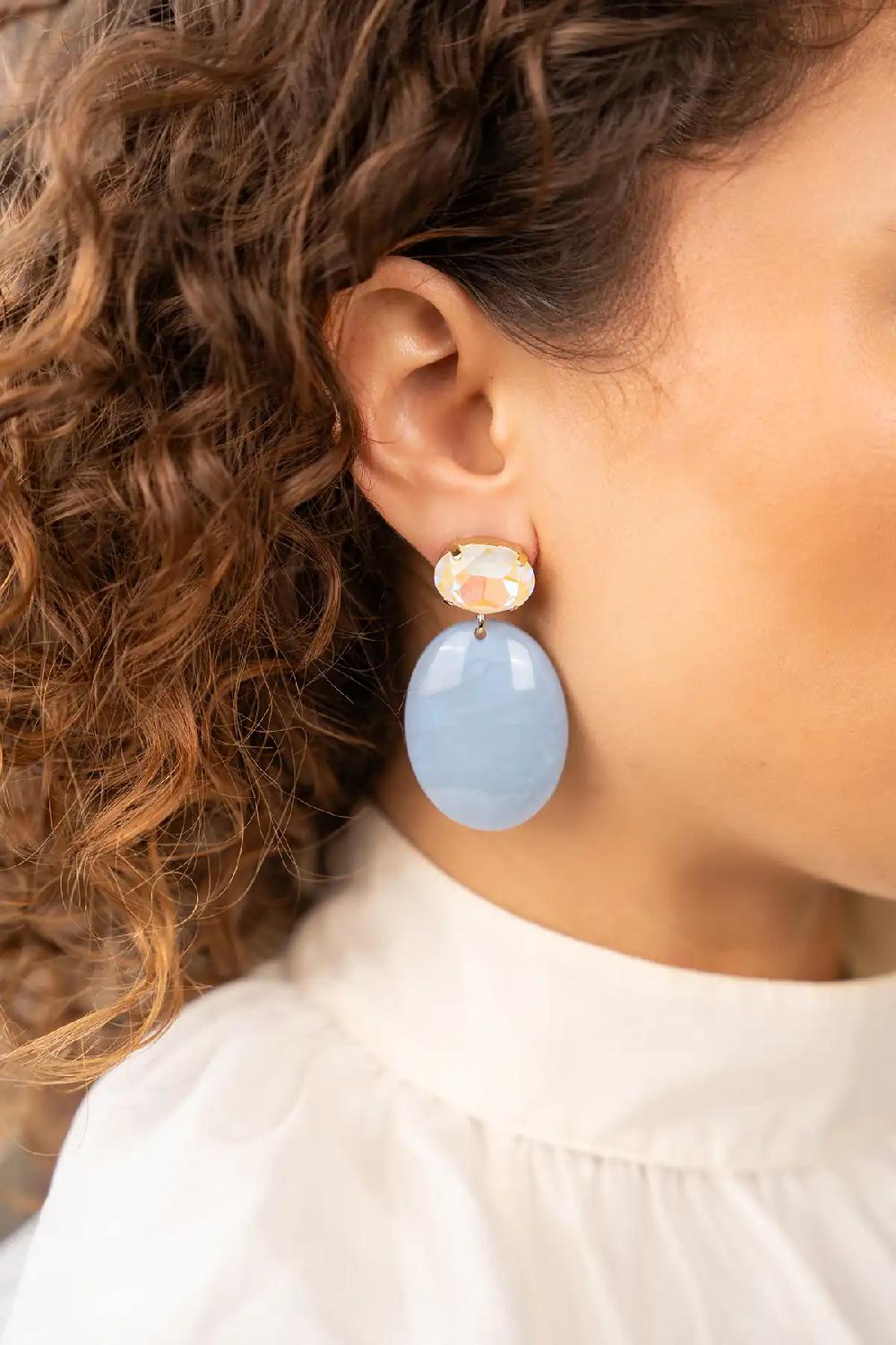 Lott. Gioielli Blauwe Oorbellen Sirius Ovaal S Strass