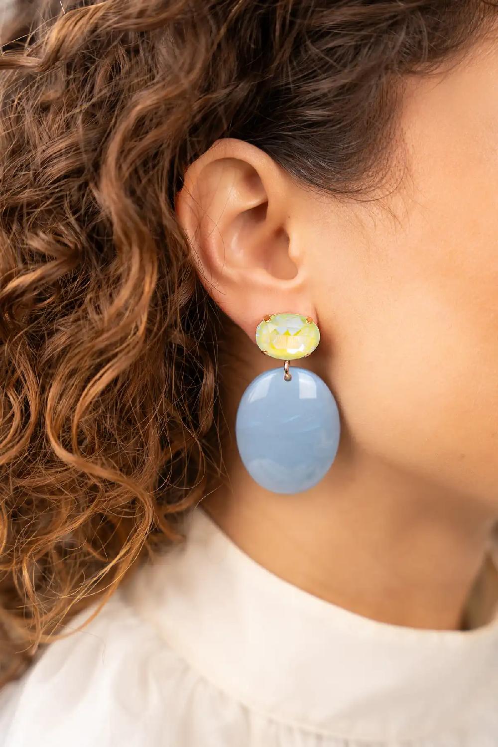 Lott. Gioielli Blauwe Oorbellen Sirius Ovaal S Strass