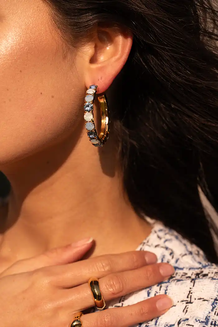 Lott. Gioielli Blauwe Oorbellen Strass Julliette Creool