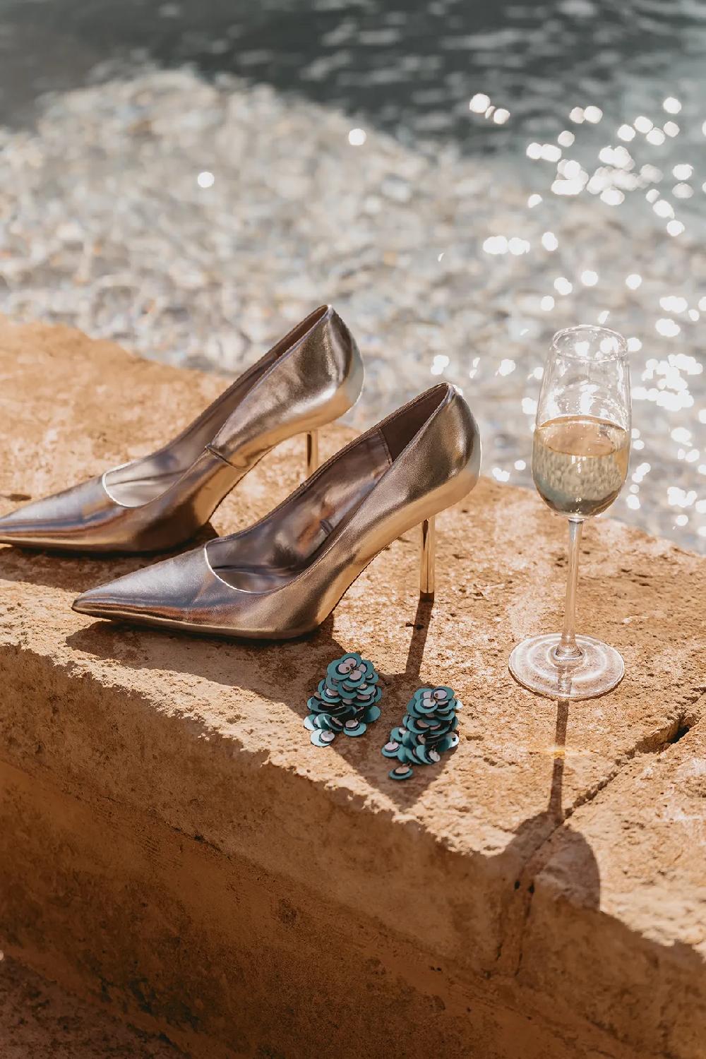 Lott. Gioielli Blauwe Oorbellen Vera Sequin Flower Double Waterfall