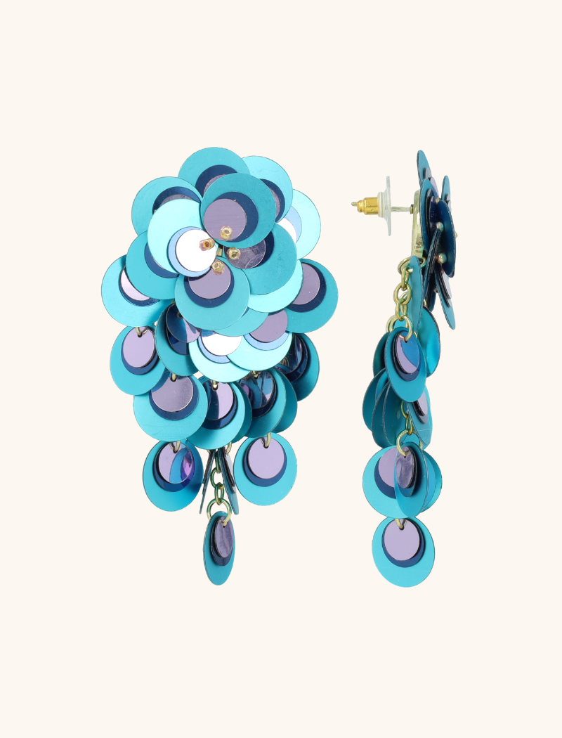 lott. gioielli Blauwe Oorbellen Vera Sequin Flower Double Waterfall