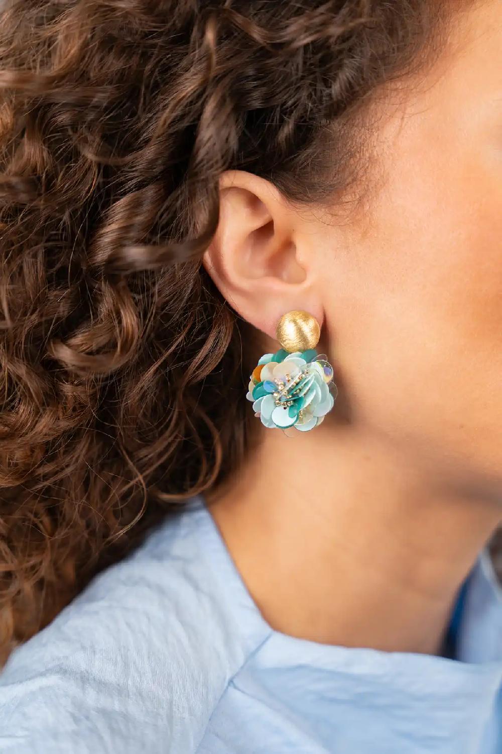 Lott. Gioielli Blauwe Oorbellen Vlinder Sequin Globe S