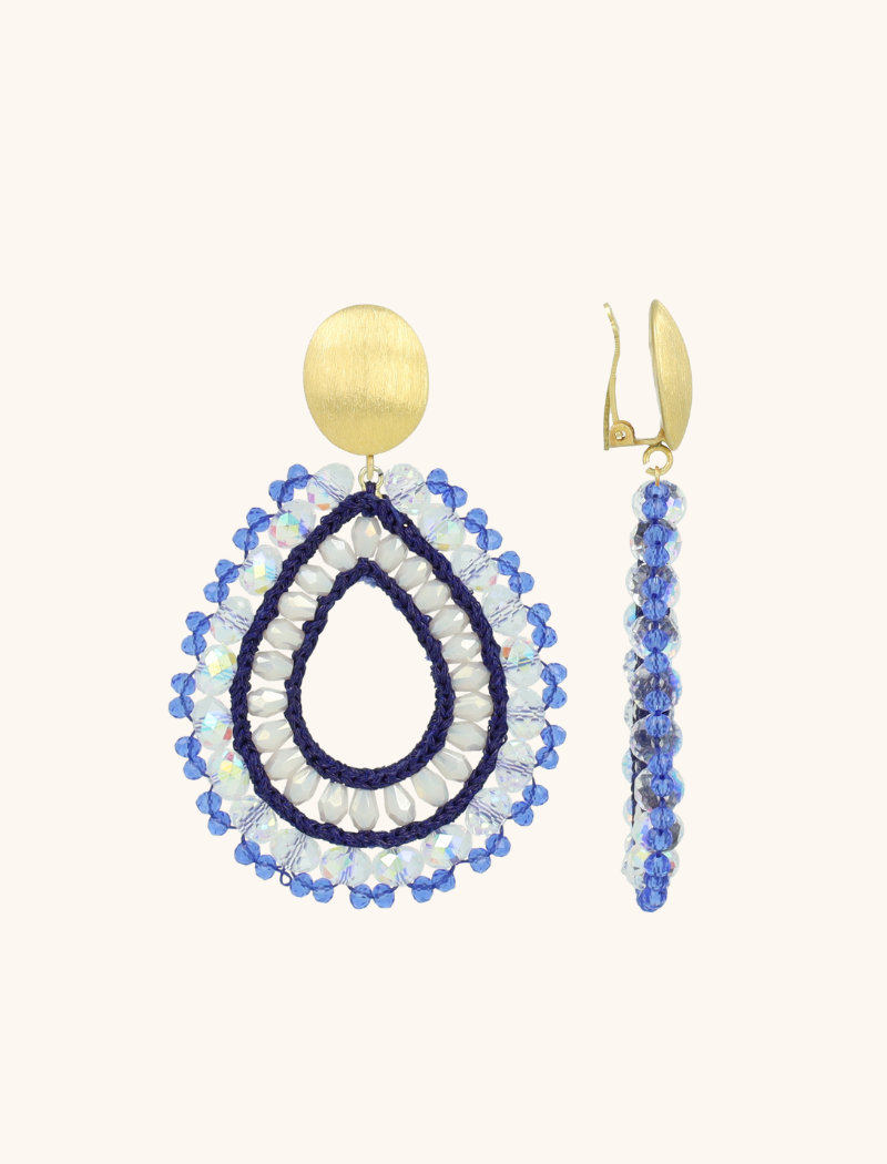 lott. gioielli Blauwe Oorbellen Vos Open Drop L Irr. Stones Clip