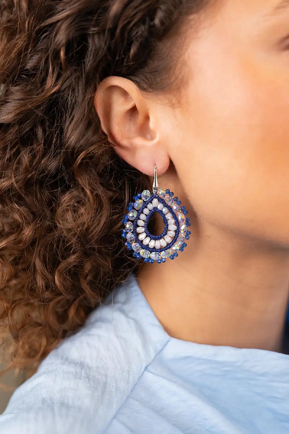 Lott. Gioielli Blauwe Oorbellen Vos Open Drop L Irr. Stones