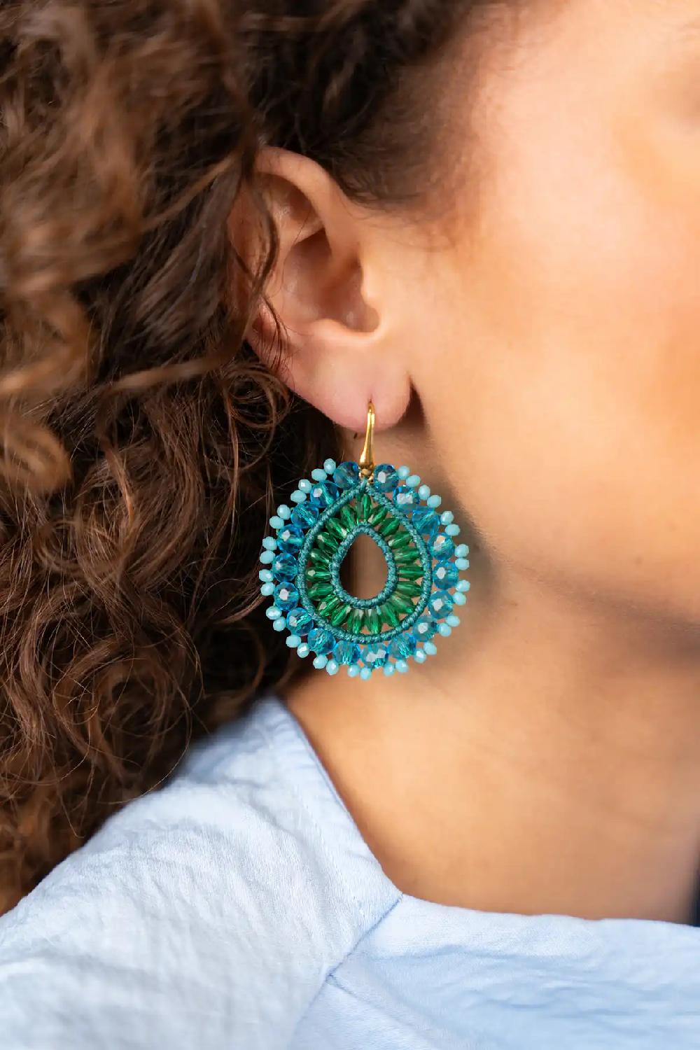 Lott. Gioielli Blauwe Oorbellen Vos Open Drop L Irr. Stones