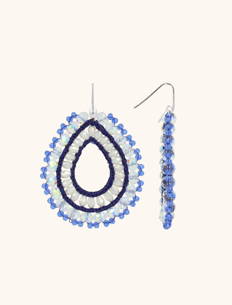 lott. gioielli Blauwe Oorbellen Vos Open Drop L Irr. Stones