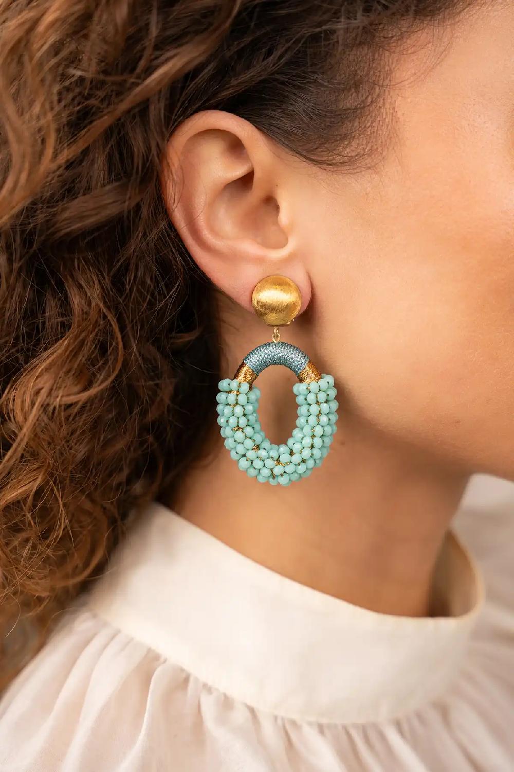 Lott. Gioielli Blauwe Oorbellen Yara Combi Ovaal M Clip