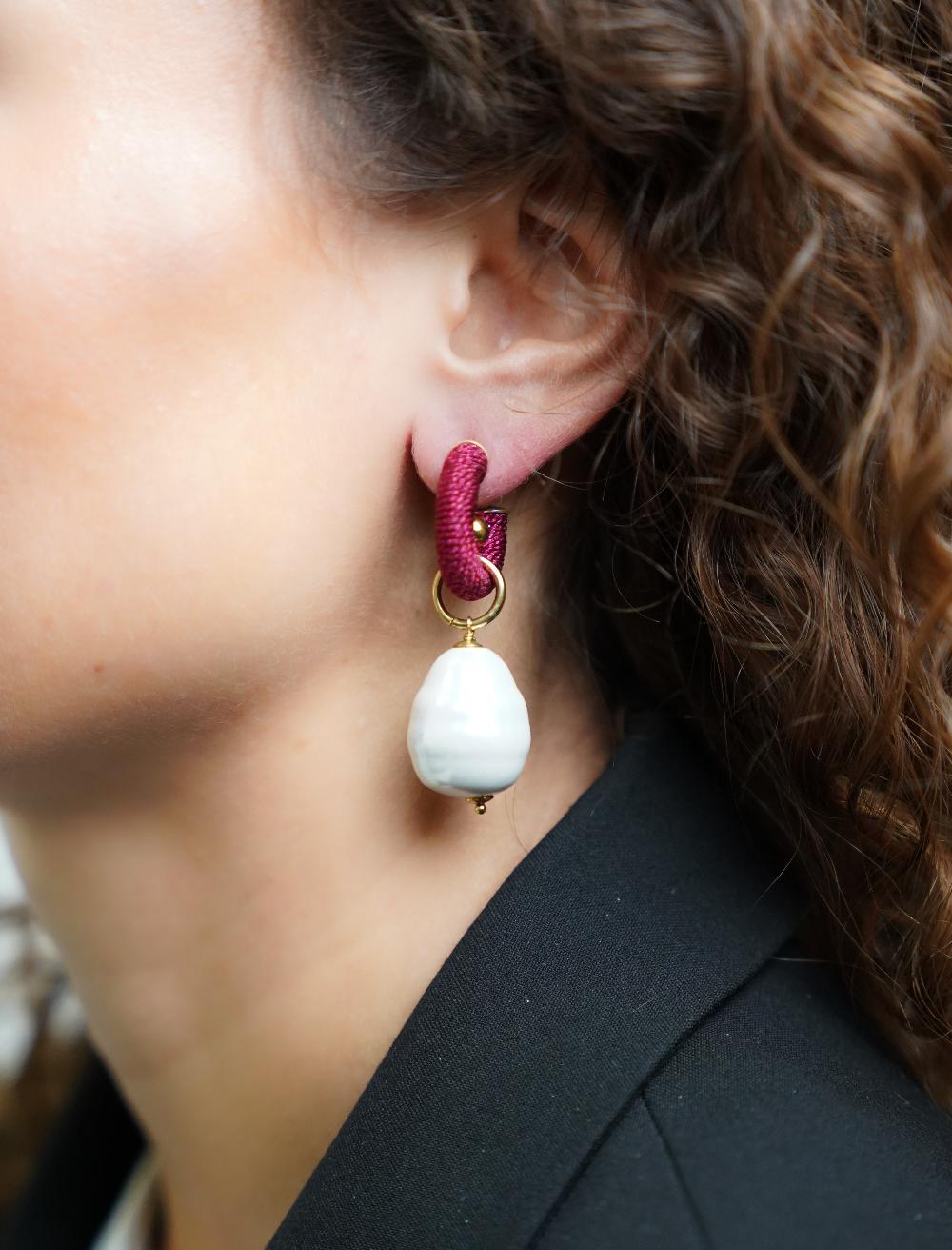 Lott. Gioielli Bordeaux Oorbellen Apollo Creool Parel XS