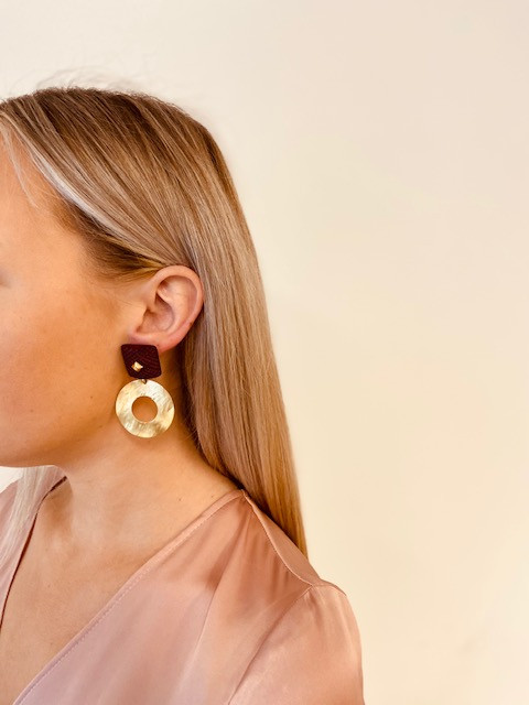 Lott. Gioielli Bordeaux Oorbellen Emily Resin Rectangle Open Hammerd Snake