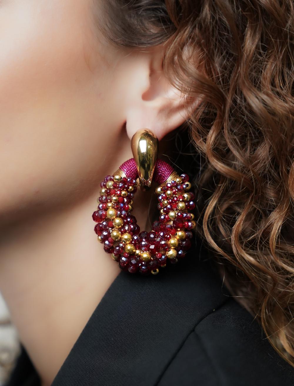 Lott. Gioielli Bordeaux Oorbellen Ophelia Combi Ovaal L