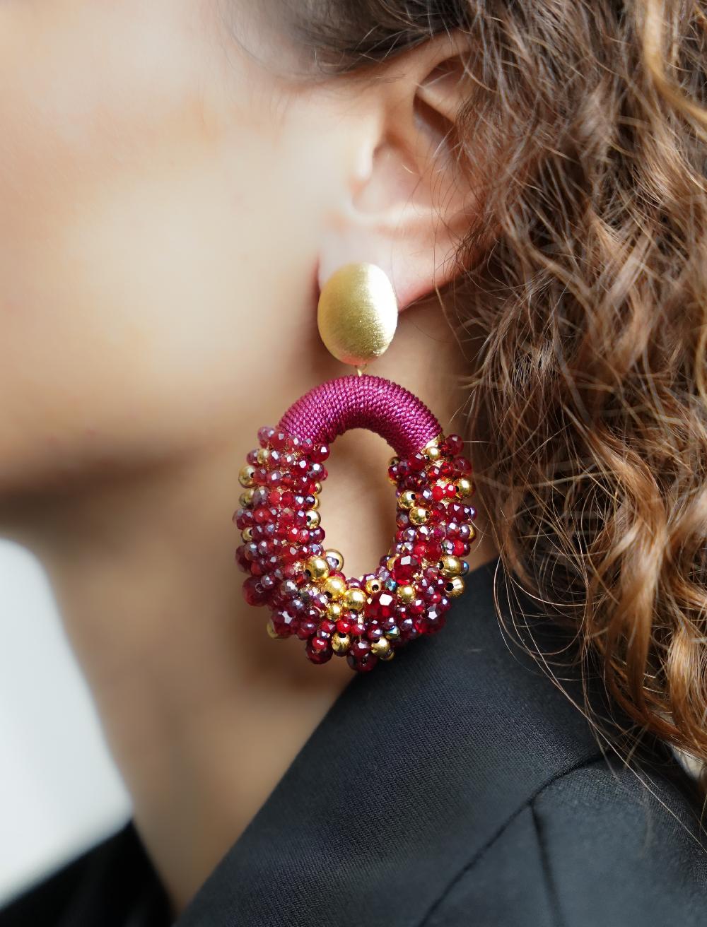 Lott. Gioielli Bordeaux Oorbellen Ophelia Combi Ovaal L