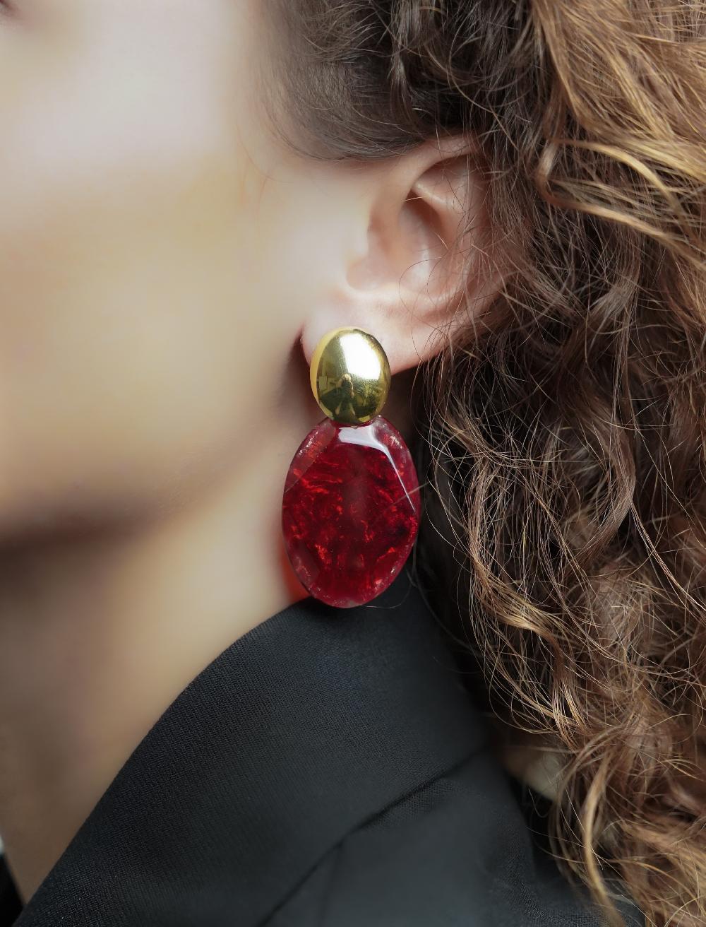 Lott. Gioielli Bordeaux Oorbellen Simone Ovaal Rock M